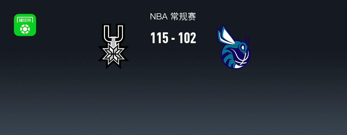 NBA战报：马刺115-102黄蜂，文班亚马32+12+8